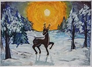 ...и ее работа «Олень золотые рожки»